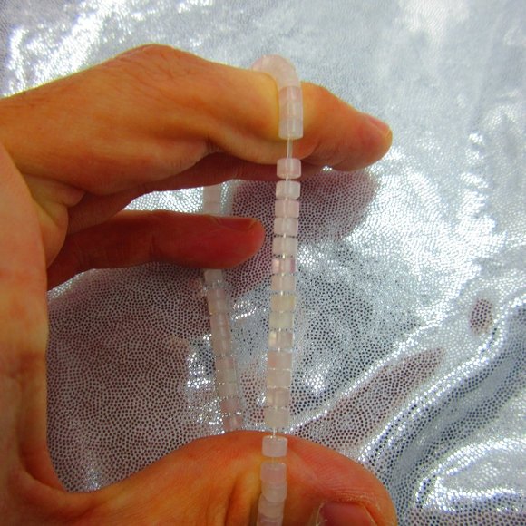 Rose Quartz 4mm Heishi 7" Stretchy Gemstone Bracelet - Picture 3 of 3